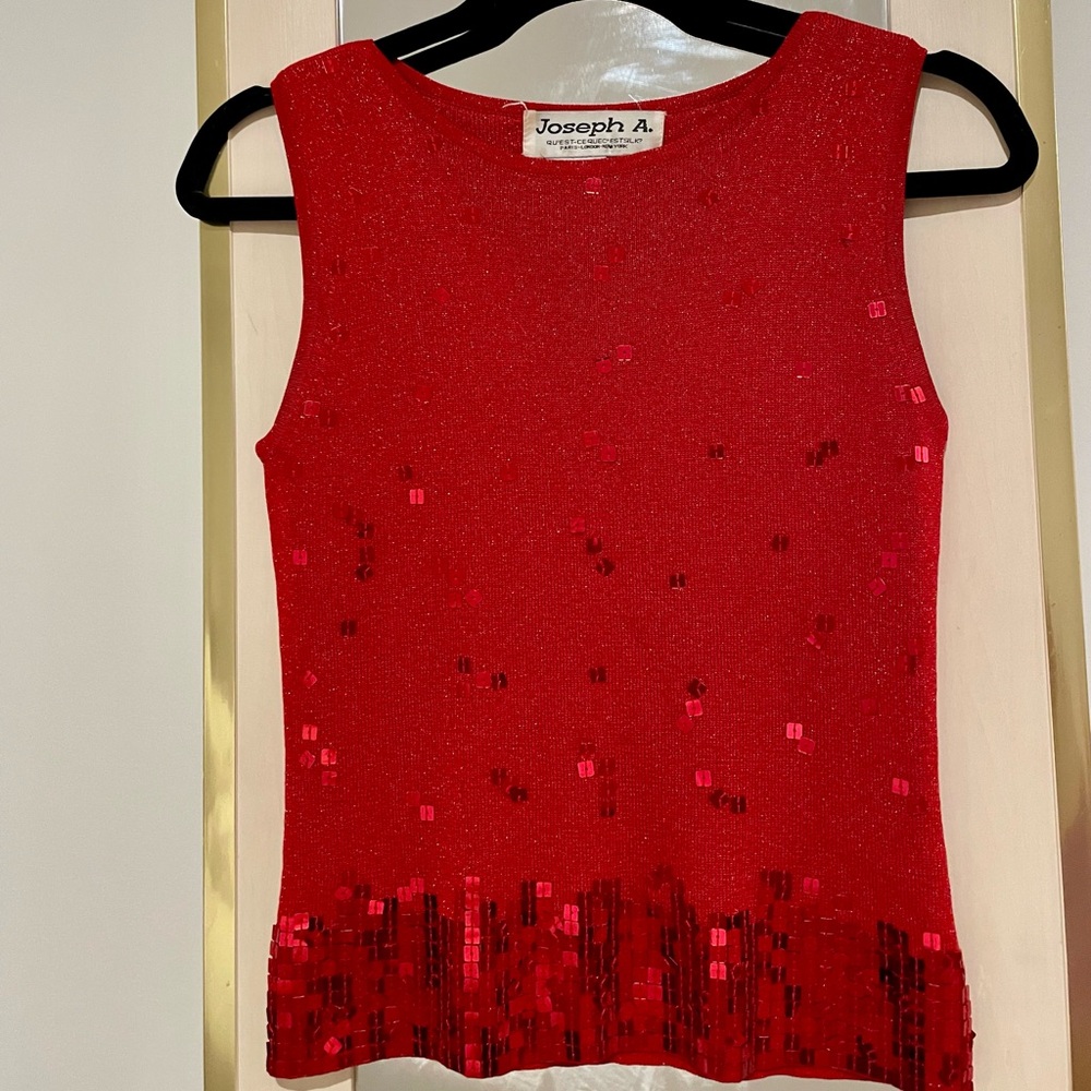 Joseph A Red Sequin Tank & Sweater 2-Piece Set Size S